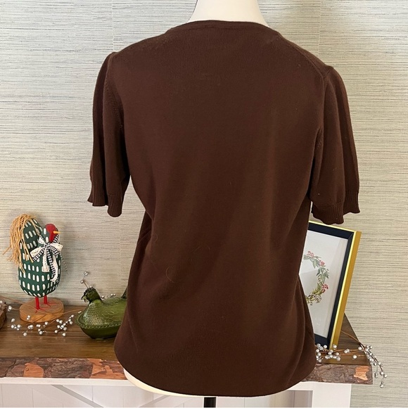 VTG Maddonetto 100% Merino Wool Short Sleeve Brown Sweater Woman’s Size 10 Italy - Picture 7 of 8